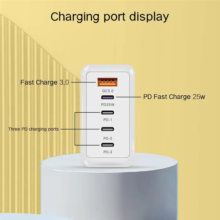 Foto2 Cargador USB-C 120W Carga rápida charger faster port 5 puertos 