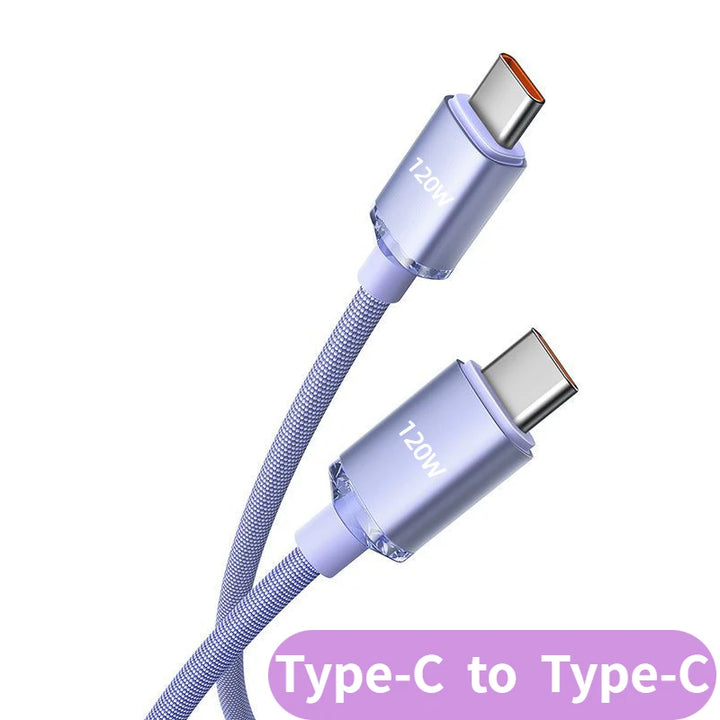 Foto3 Cable de carga USB-C Tipo C reforzado carga rápida transmisión de datos cargador carga cargar púrpura lavanda