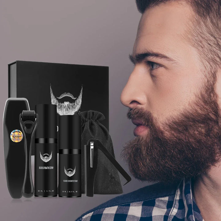 Foto 6 Kit de Cuidado y Crecimiento de Barba Peine Rodillo con microagujas Serum de crecimiento desinfectante